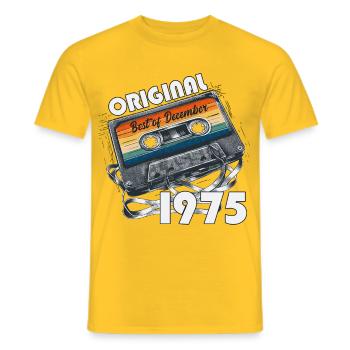 50e anniversaire cassette décembre 1975 - T-shirt homme - jaune - Devant - AI Model Male 178 dark (178cm)