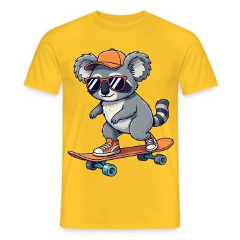 Koala drôle patinant sur skateboard Skater cartoon - T-shirt homme - jaune - Devant - AI Model Male 178 dark (178cm)