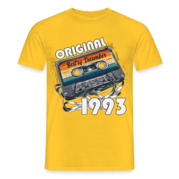 Cassette du 33e anniversaire Volume décembre 1993 - T-shirt homme - jaune - Devant - AI Model Male 178 dark (178cm)