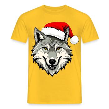 Christmas Wolf - Men's T-Shirt - yellow - Front - AI Model Male 178 dark (178cm)