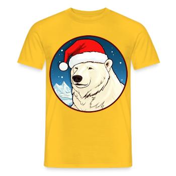 Christmas Polar Bears - Men's T-Shirt - yellow - Front - AI Model Male 178 dark (178cm)