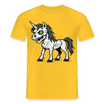 Zombie-Einhorn-Cartoon-Horrorkreatur - Männer T-Shirt - Gelb - Vorne - AI Model Male 178 dark (178cm)