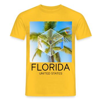 Florida USA Miami America Summer Palm Trees Beach - Men's T-Shirt - yellow - Front - AI Model Male 178 dark (178cm)