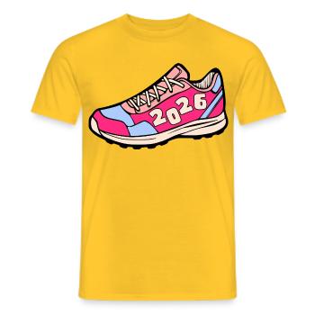 RUNNING 2026 - Men's T-Shirt - yellow - Front - AI Model Male 178 dark (178cm)