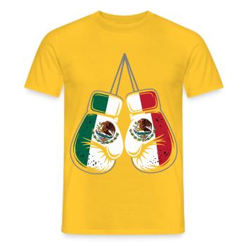 Mexico Flags Boxing Gloves - Men's T-Shirt - yellow - Front - AI Model Male 178 dark (178cm)