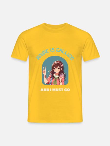 Anime Ruft: Und Ich Muss Gehen - Männer T-Shirt - Gelb