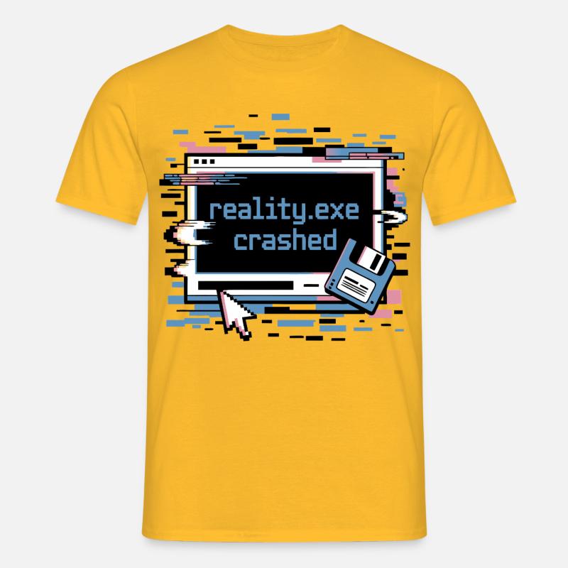 Reality.exe Crashed Retro Pixel Design - Männer T-Shirt - Gelb