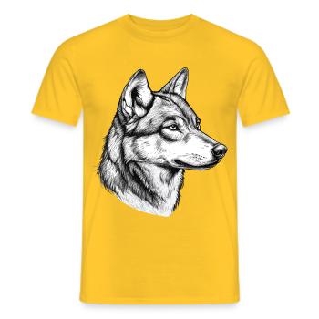 Wolf Wolf Head Black White Drawn Art - Men's T-Shirt - yellow - Front - AI Model Male 178 dark (178cm)