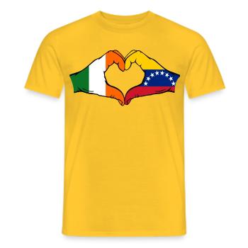 Ireland Venezuela Flag Heart - Men's T-Shirt - yellow - Front - AI Model Male 178 dark (178cm)