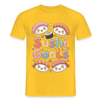 Sushi Goals Japanese Food Enthusiast Seafood Lover - Men's T-Shirt - yellow - Front - AI Model Male 178 dark (178cm)