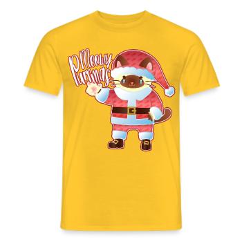 Art du chat du Père Noël de Miaous, Purrmas - T-shirt homme - jaune - Devant - AI Model Male 178 dark (178cm)