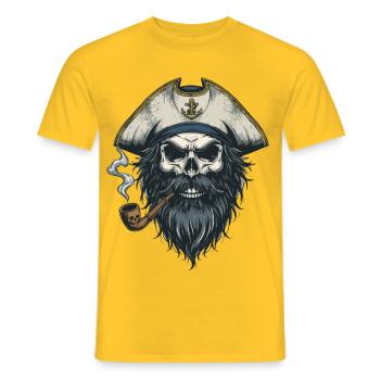 Kapitän Totenkopf Seemann Nautik Meer See Boot - Männer T-Shirt - Gelb - Vorne - AI Model Male 178 dark (178cm)