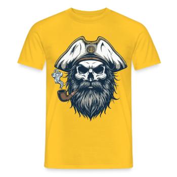 Kapitän Totenkopf Seemann Nautik Meer See Boot - Männer T-Shirt - Gelb - Vorne - AI Model Male 178 dark (178cm)