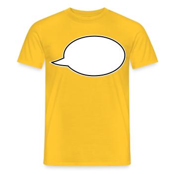 Speech bubble comic right - Men's T-Shirt - yellow - Front - AI Model Male 178 dark (178cm)