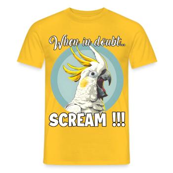 Cadeau créatif pour les amateurs de cacatoès et d’oiseaux - T-shirt homme - jaune - Devant - AI Model Male 178 dark (178cm)