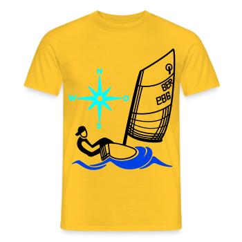 Optimist Opti Segelboot Segeln Kinder Regatta - Männer T-Shirt - Gelb - Vorne - AI Model Male 178 dark (178cm)