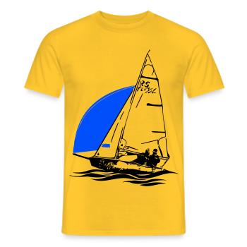 RS Feva XL Segelboot Jugend Segeln Jolle Regatta - Männer T-Shirt - Gelb - Vorne - AI Model Male 178 dark (178cm)
