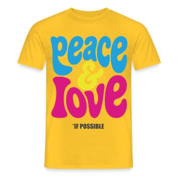 PEACE LOVE #4 - let's talk - Men's T-Shirt - yellow - Front - AI Model Male 178 dark (178cm)