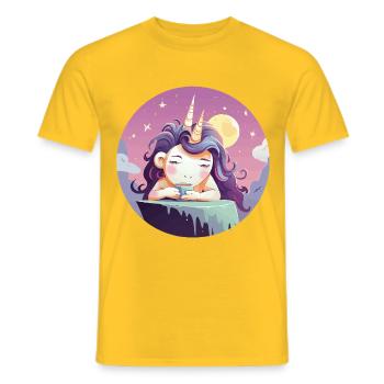 Licorne thé de lune le soir - T-shirt homme - jaune - Devant - AI Model Male 178 dark (178cm)