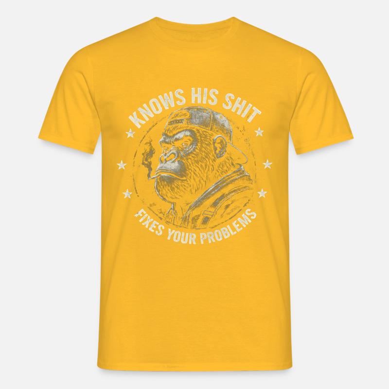 Gorilla Fixer: Problem-Solver Attitude - Männer T-Shirt - Gelb