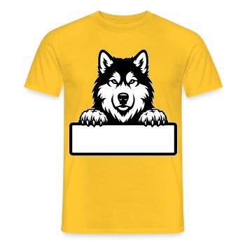 Alaskan Malamute Namensschild schwarzweiss - Männer T-Shirt - Gelb - Vorne - AI Model Male 178 dark (178cm)