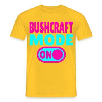 Bushcraft Mode ON – Waldleben einschalten - Männer T-Shirt - Gelb - Vorne - AI Model Male 178 dark (178cm)