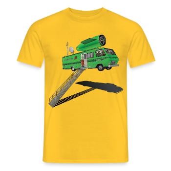 FLY ME TO THE MOON - geek & scifi - Men's T-Shirt - yellow - Front - AI Model Male 178 dark (178cm)