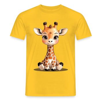 Cute giraffe girlfriend in cartoon - Men's T-Shirt - yellow - Front - AI Model Male 178 dark (178cm)