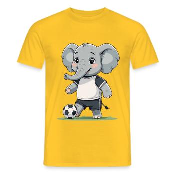 Elefant Fußballkicker - Männer T-Shirt - Gelb - Vorne - AI Model Male 178 dark (178cm)