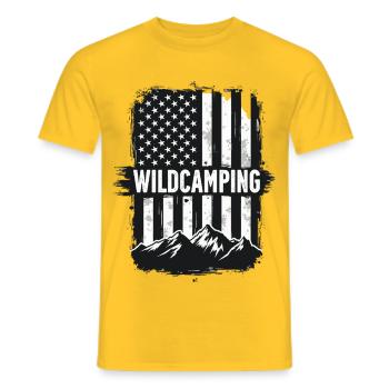 Drapeau des Montagnes des États-Unis de camping sauvage - T-shirt homme - jaune - Devant - AI Model Male 178 dark (178cm)