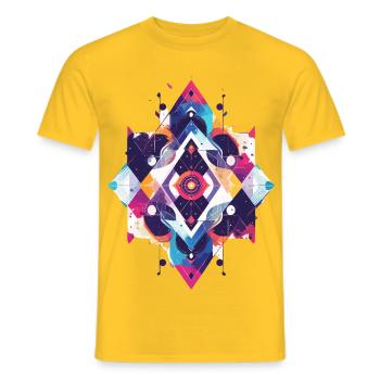 Graphisme graphique Mandala Géométrie Colorée Formes Colorées - T-shirt homme - jaune - Devant - AI Model Male 178 dark (178cm)