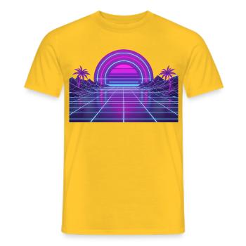 Neon Retro Sonnenuntergang Grid 90s - Männer T-Shirt - Gelb - Vorne - AI Model Male 178 dark (178cm)