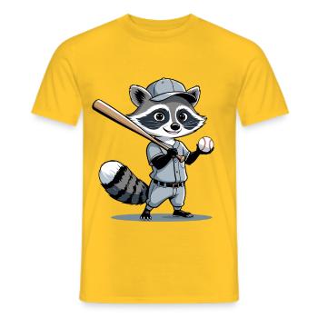 Waschbär Baseballheld - Männer T-Shirt - Gelb - Vorne - AI Model Male 178 dark (178cm)