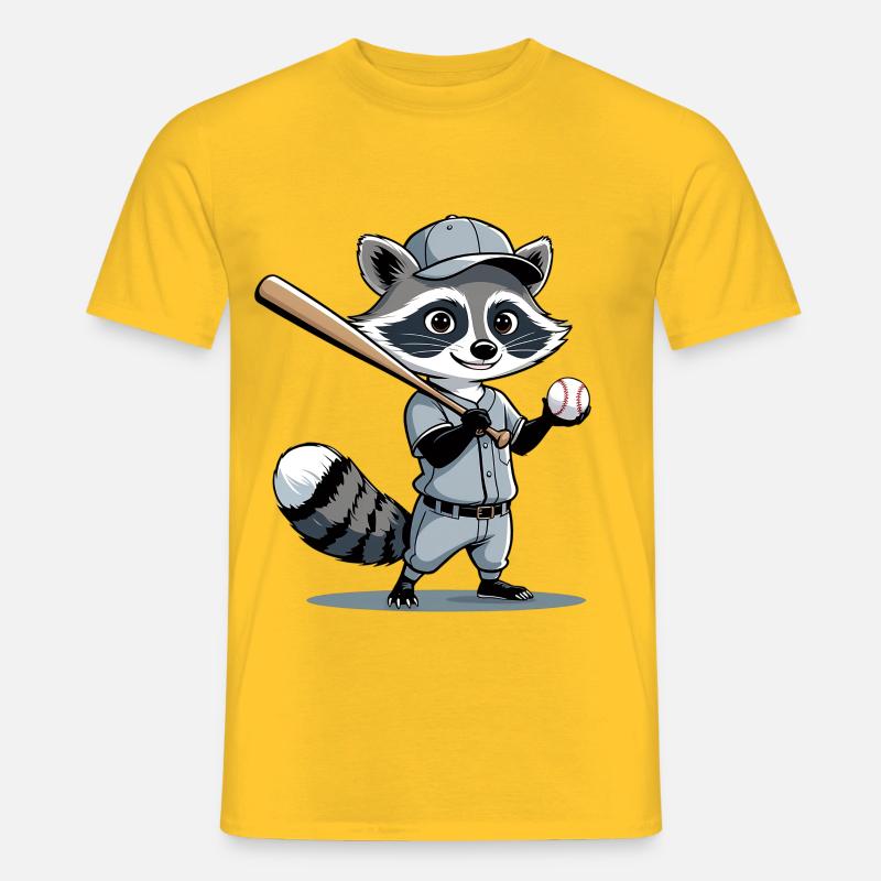 Waschbär Baseballheld - Männer T-Shirt - Gelb