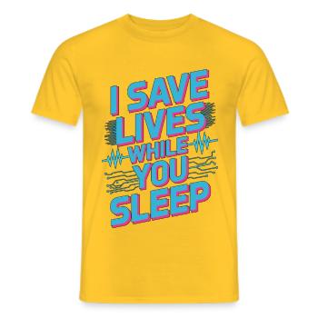 Infirmière en soins intensifs que je sauve des vies en tant qu’infirmière diplômée - T-shirt homme - jaune - Devant - AI Model Male 178 dark (178cm)