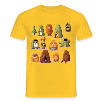 WaldYeti Cuddle Worlds - Men's T-Shirt - yellow - Front - AI Model Male 178 dark (178cm)