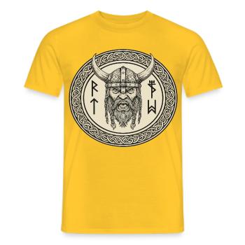 Légende viking viking marin Odin Raven Fighter - T-shirt homme - jaune - Devant - AI Model Male 178 dark (178cm)