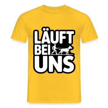 Courses avec nous – Design de promenade drôle pour chiens - T-shirt homme - jaune - Devant - AI Model Male 178 dark (178cm)