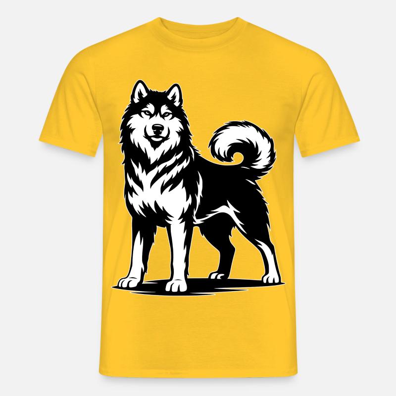 Alaskan Malamute in stolzer Pose - Männer T-Shirt - Gelb