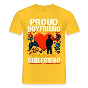 proud boyfriend girlfriend, valentinstag geschenk - Männer T-Shirt - Gelb - Vorne - AI Model Male 178 dark (178cm)