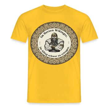 Légende viking viking marin Odin Raven Fighter - T-shirt homme - jaune - Devant - AI Model Male 178 dark (178cm)