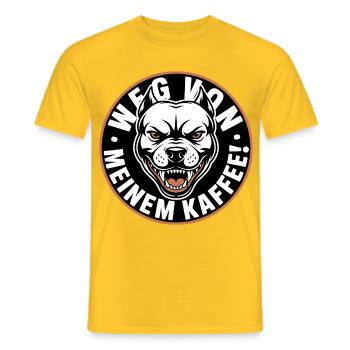 Angry Dog Coffee Logo - Men's T-Shirt - yellow - Front - AI Model Male 178 dark (178cm)