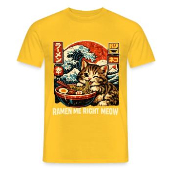 Ramen Cat Kanagawa - Men's T-Shirt - yellow - Front - AI Model Male 178 dark (178cm)