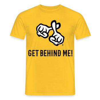 Mets-toi derrière moi ! (Croix / Bible / Religion / 2C) - T-shirt homme - jaune - Devant - AI Model Male 178 dark (178cm)
