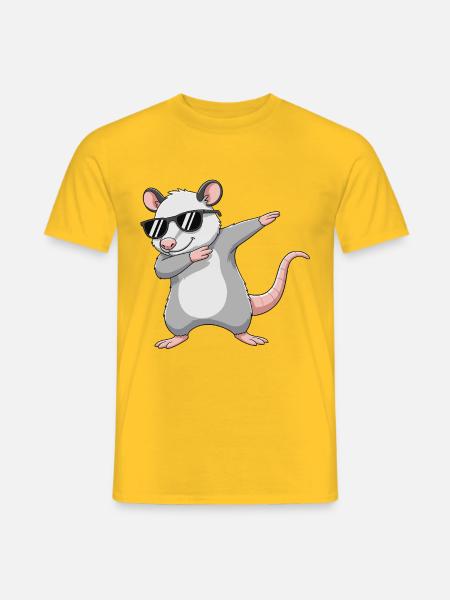 Cool Dabbing Opossum Sunglasses Cartoon Art - Men's T-Shirt - yellow