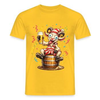 Karneval Fasching Kostüm Bock auf Bier Fass Köln  - Männer T-Shirt - Gelb - Vorne - AI Model Male 178 dark (178cm)