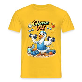 Gans Fit Kraftheld Cartoon - Männer T-Shirt - Gelb - Vorne - AI Model Male 178 dark (178cm)