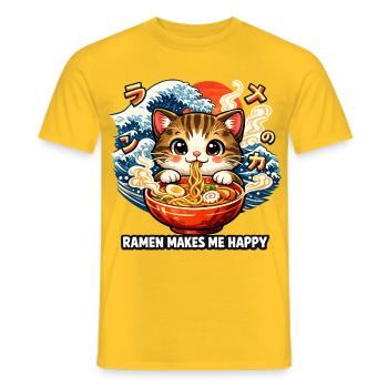 Ramen Nouilles, Amoureux des Chats, Kats Kawaii Rétro - T-shirt homme - jaune - Devant - AI Model Male 178 dark (178cm)