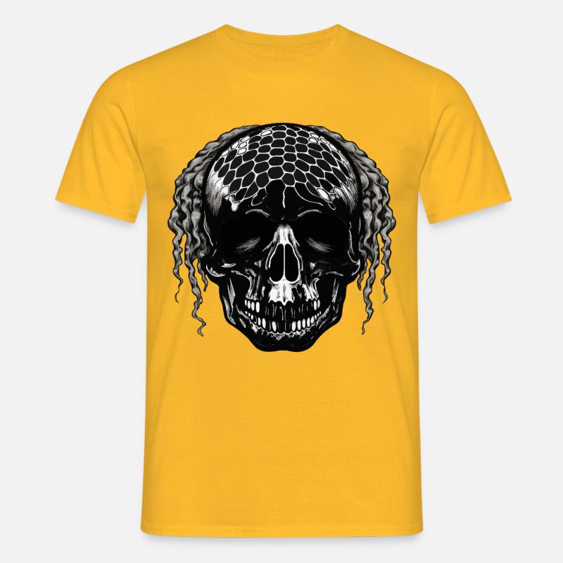 Skull with Mesh Pattern Dreadlocks - Men's T-Shirt - yellow