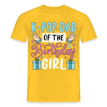K-Pop Dad Of The Birthday Girl - Men's T-Shirt - yellow - Front - AI Model Male 178 dark (178cm)